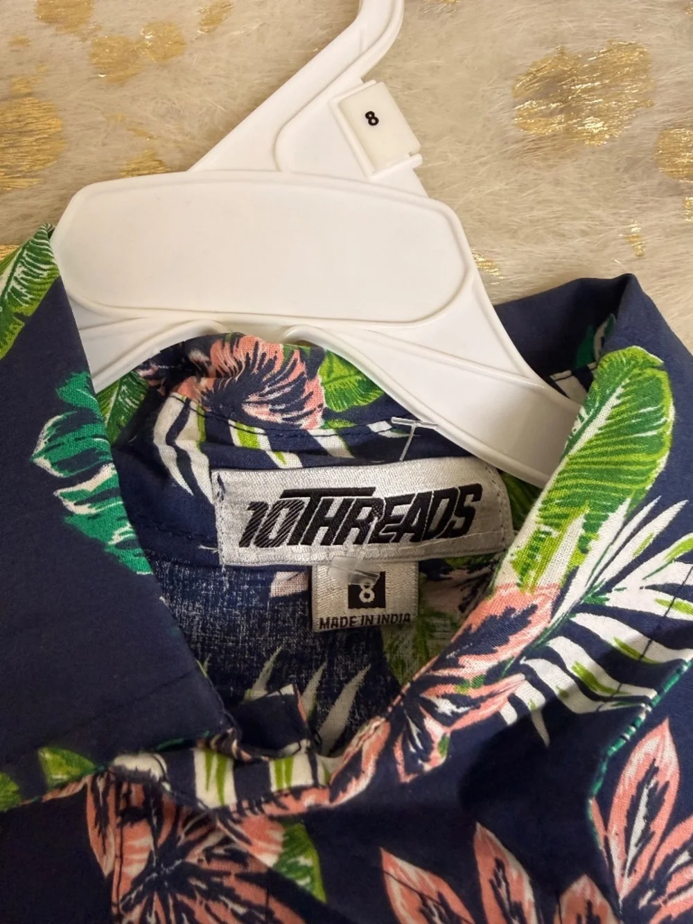 2 PC 100% Cotton Boys Hawaiian Shirt & Shorts Set‎ Blue Green Pink Tan Size 8